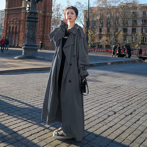 Drune | Damen Trenchcoat - Klassisches Doppelreiherdesign