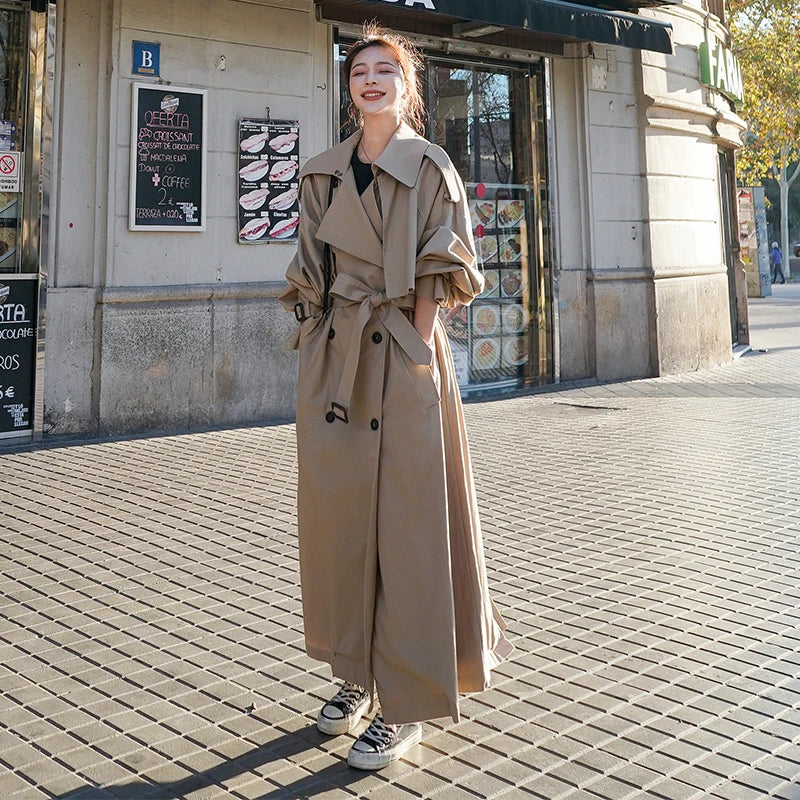 Drune | Damen Trenchcoat - Klassisches Doppelreiherdesign
