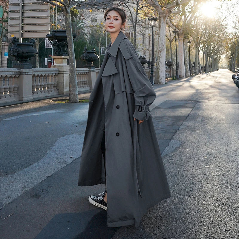 Drune | Damen Trenchcoat - Klassisches Doppelreiherdesign