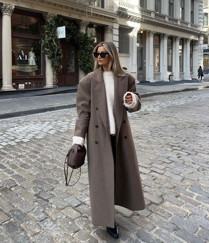 Drune | Damenjacke - Langer Trenchcoat mit Reverskragen