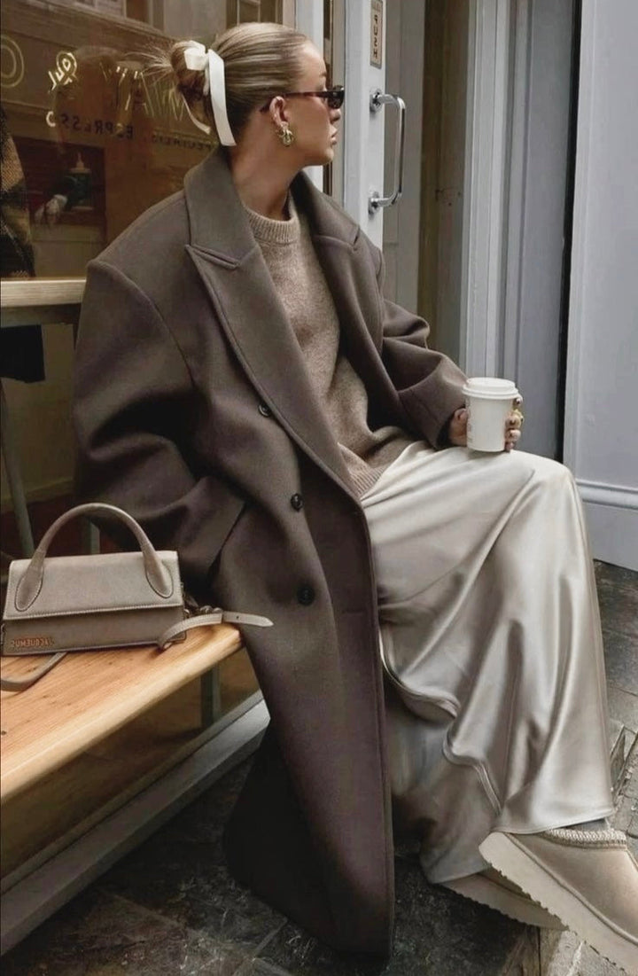 Drune | Damenjacke - Langer Trenchcoat mit Reverskragen