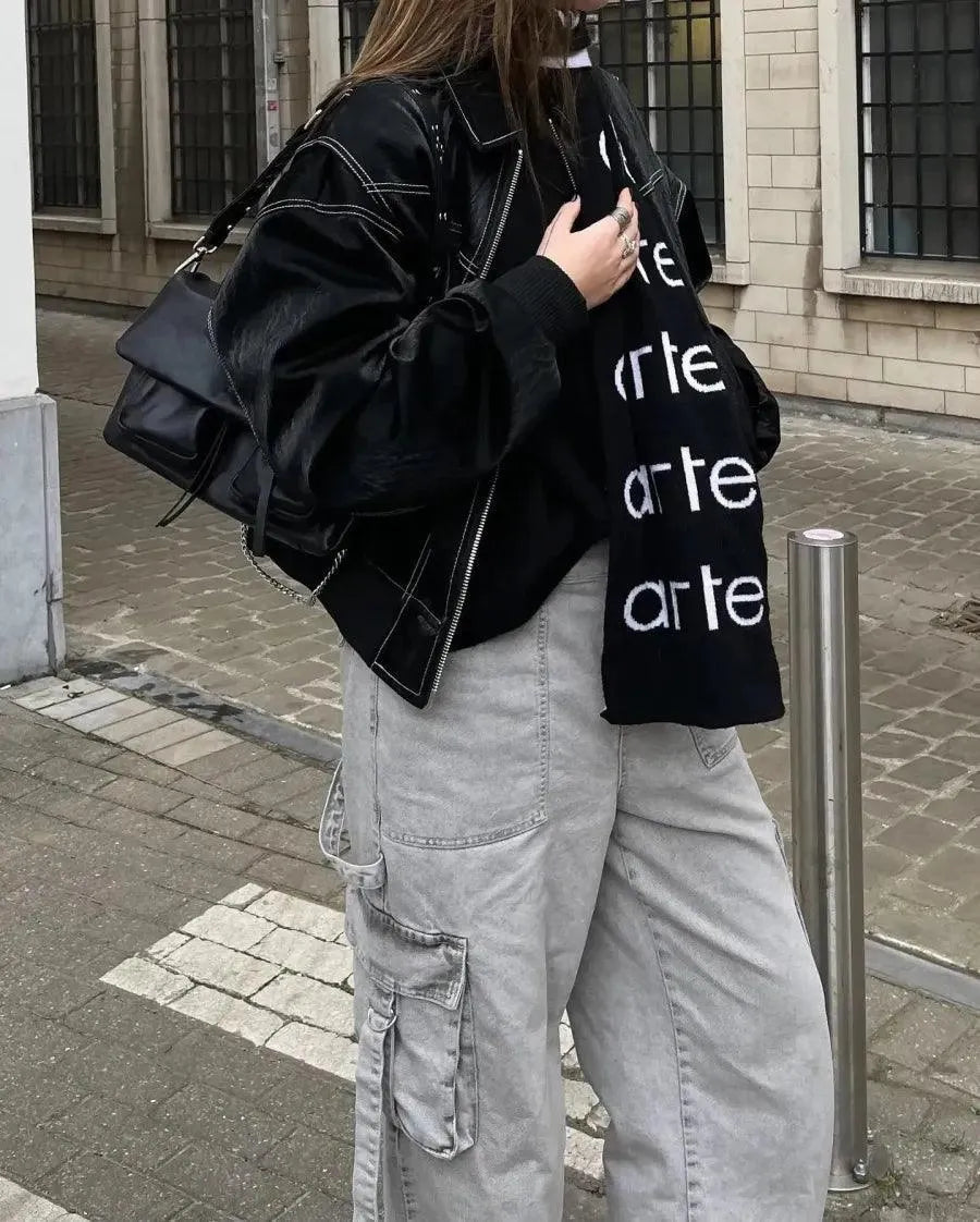 Drune | Lederjacke - Damen Freizeitjacke Schwarz
