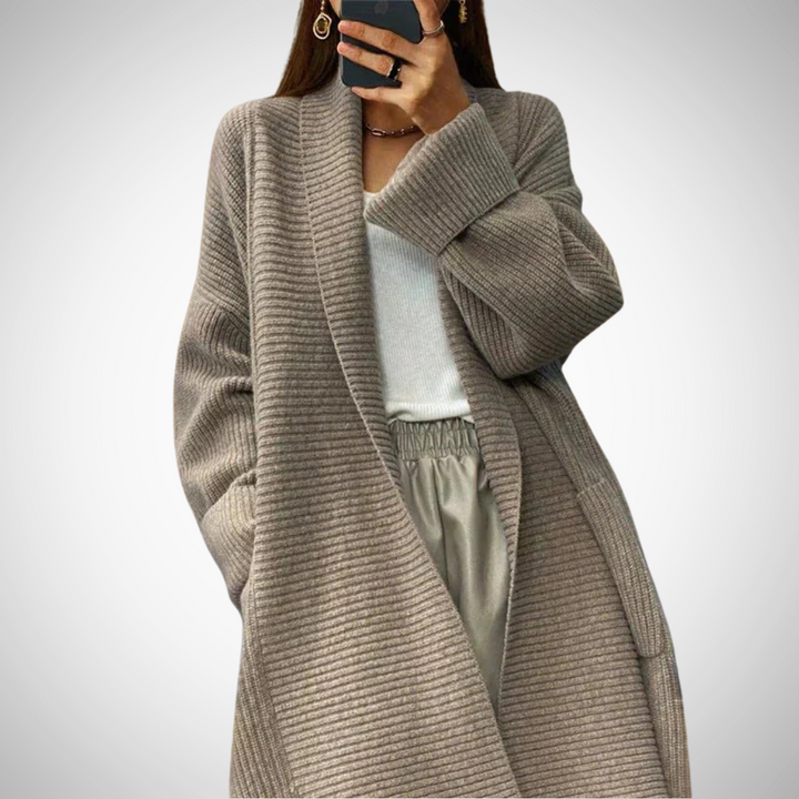 Drune | Damen Oversized Strickcardigan mit langen Ärmeln und Taschen