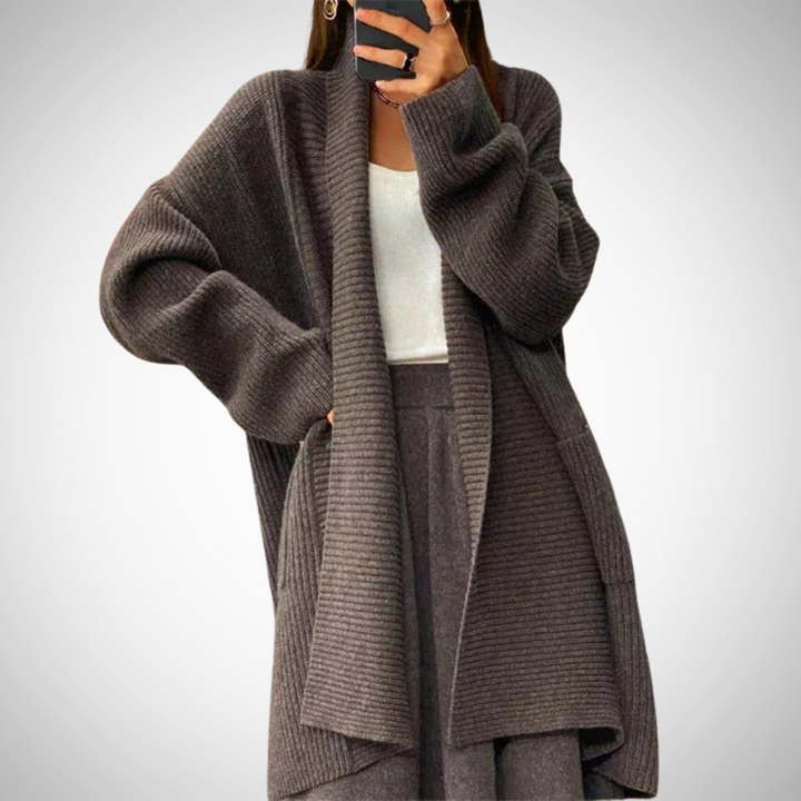 Drune | Damen Oversized Strickcardigan mit langen Ärmeln und Taschen