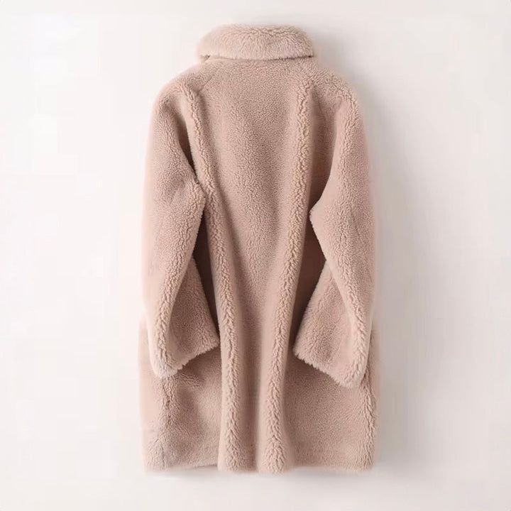 Drune | Damen Oversized Teddyjacke mit breitem Revers und doppelter Knopfleiste