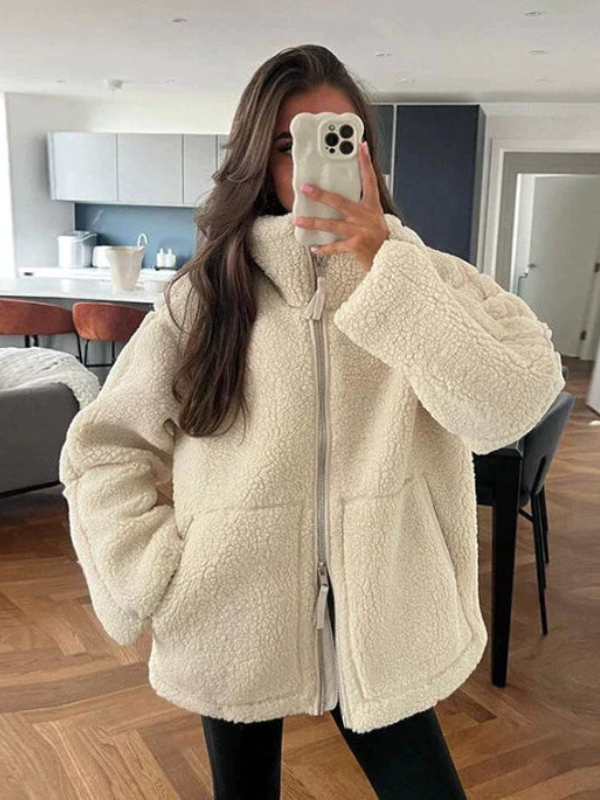 Drune | Übergroße Sherpa-Fleece-Jacke für Frauen - Winter