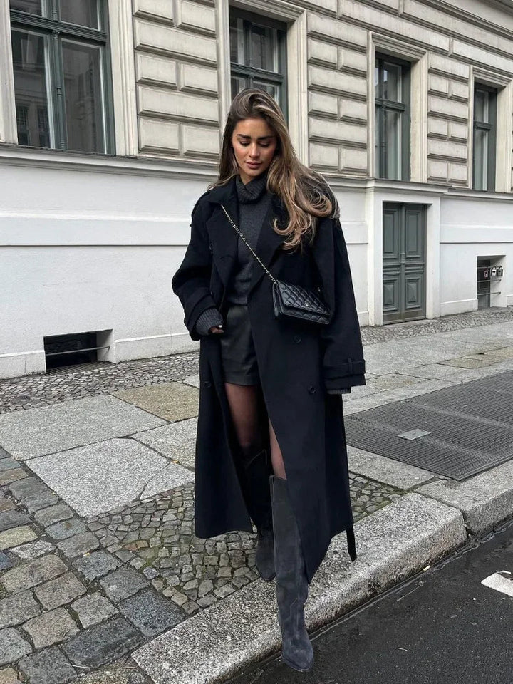 Drune | Damen Oversized Woll-Winterjacke mit Taschen