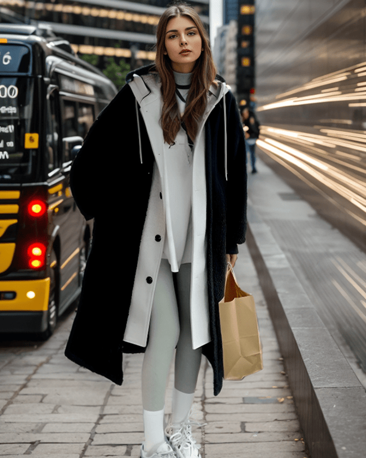 Drune | Kapuze Lang Sherpa Jacke Winterjacke für Damen
