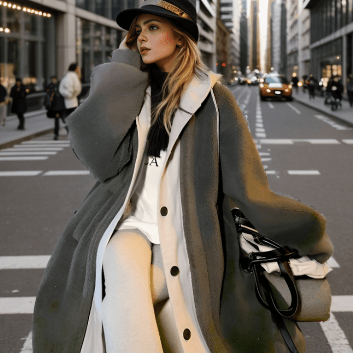 Drune | Kapuze Lang Sherpa Jacke Winterjacke für Damen