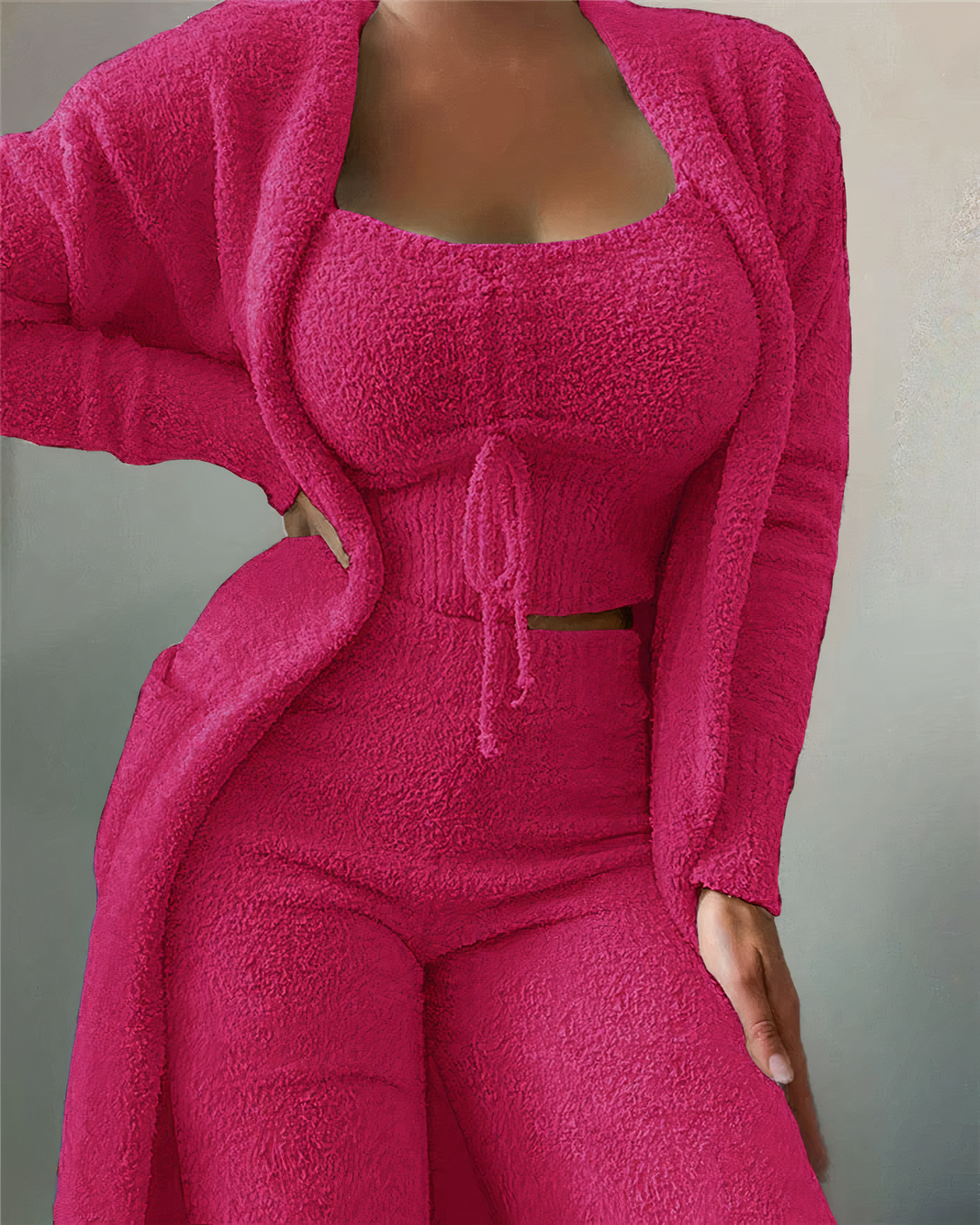 Drune | teilige Fleece Lounge-Set - Damen-Outfit mit Top und Hose für zu Hause