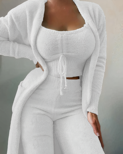 Drune | teilige Fleece Lounge-Set - Damen-Outfit mit Top und Hose für zu Hause