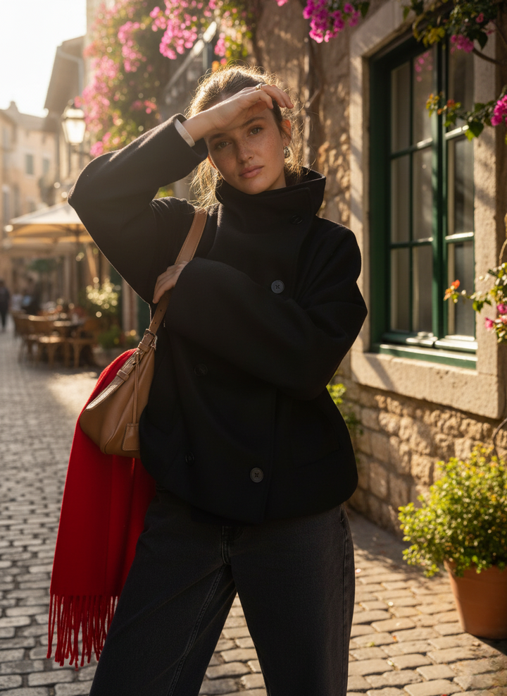 Drune | Jacke - Wollmischung - Oversized Fit - Stehkragen - Doppelreihige Knöpfe