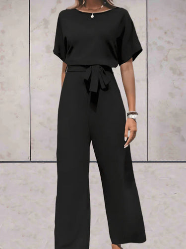 Drune | Einfarbiger Jumpsuit mit Kurzen und Weiten Ärmeln