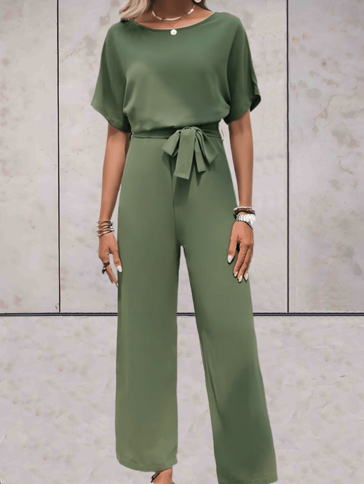 Drune - Jumpsuit mit Gürtel und kurzen Ärmeln