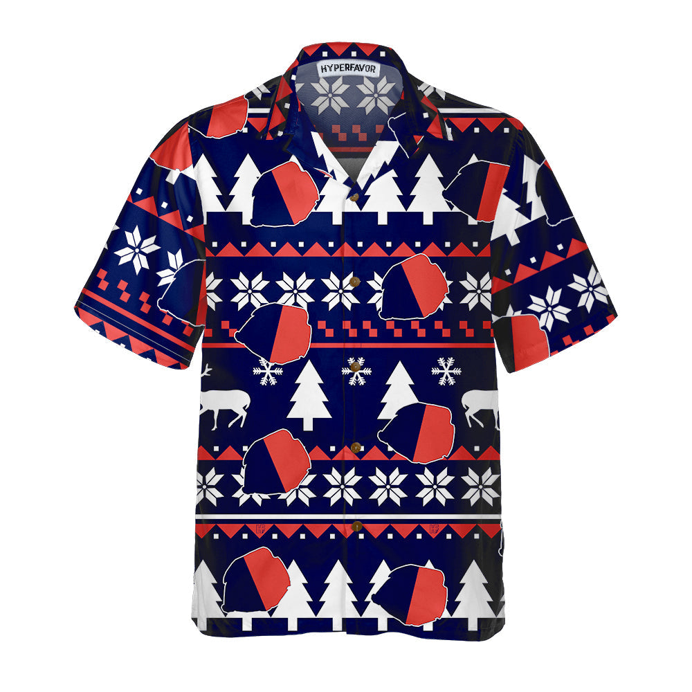 Drune | Paris Hässliches Weihnachtsmuster Hawaiian Shirt, Französische Flagge Weihnachtshemd für Männer