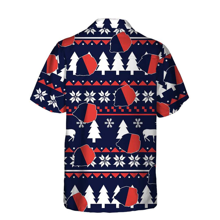 Drune | Paris Hässliches Weihnachtsmuster Hawaiian Shirt, Französische Flagge Weihnachtshemd für Männer