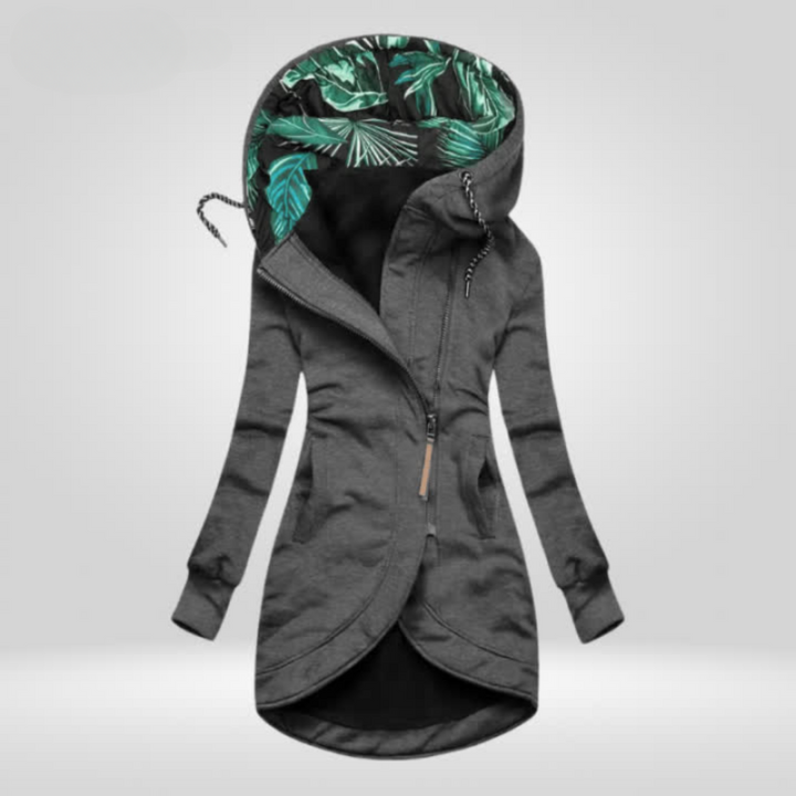 Drune | Jacke Damen Hüftlange Kapuzenjacke mit Reißverschluss für Den Herbst