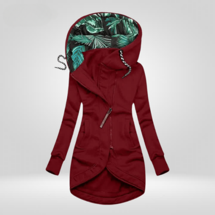 Drune | Jacke Damen Hüftlange Kapuzenjacke mit Reißverschluss für Den Herbst