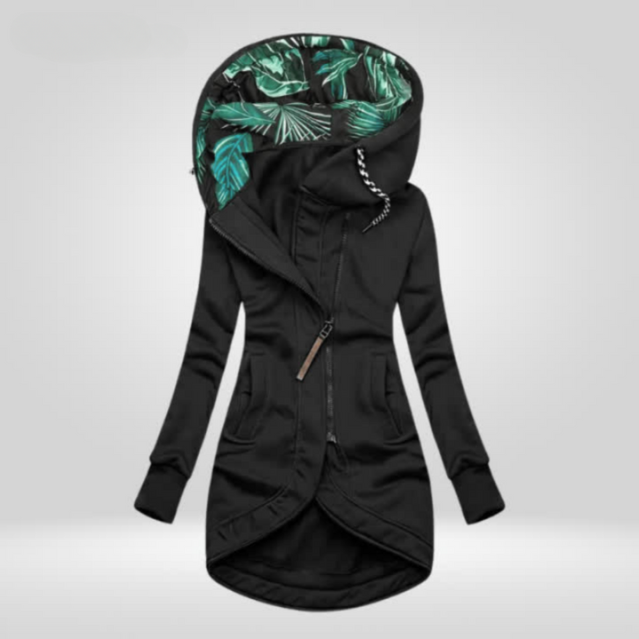 Drune | Jacke Damen Hüftlange Kapuzenjacke mit Reißverschluss für Den Herbst