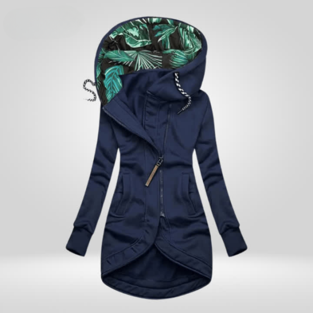 Drune | Jacke Damen Hüftlange Kapuzenjacke mit Reißverschluss für Den Herbst