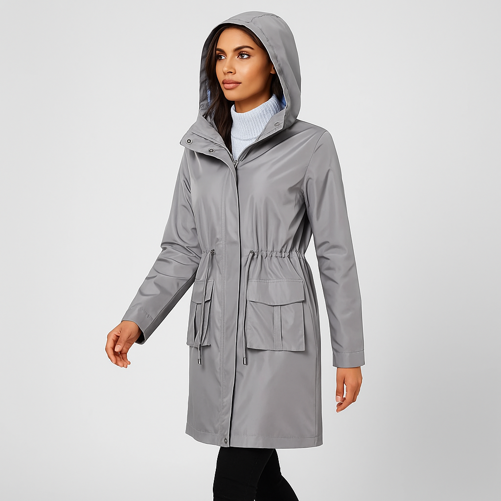 Drune | Jacke mit Kapuze Kordelzug in Der Taille Wasserdichter Jacke Damenjacken