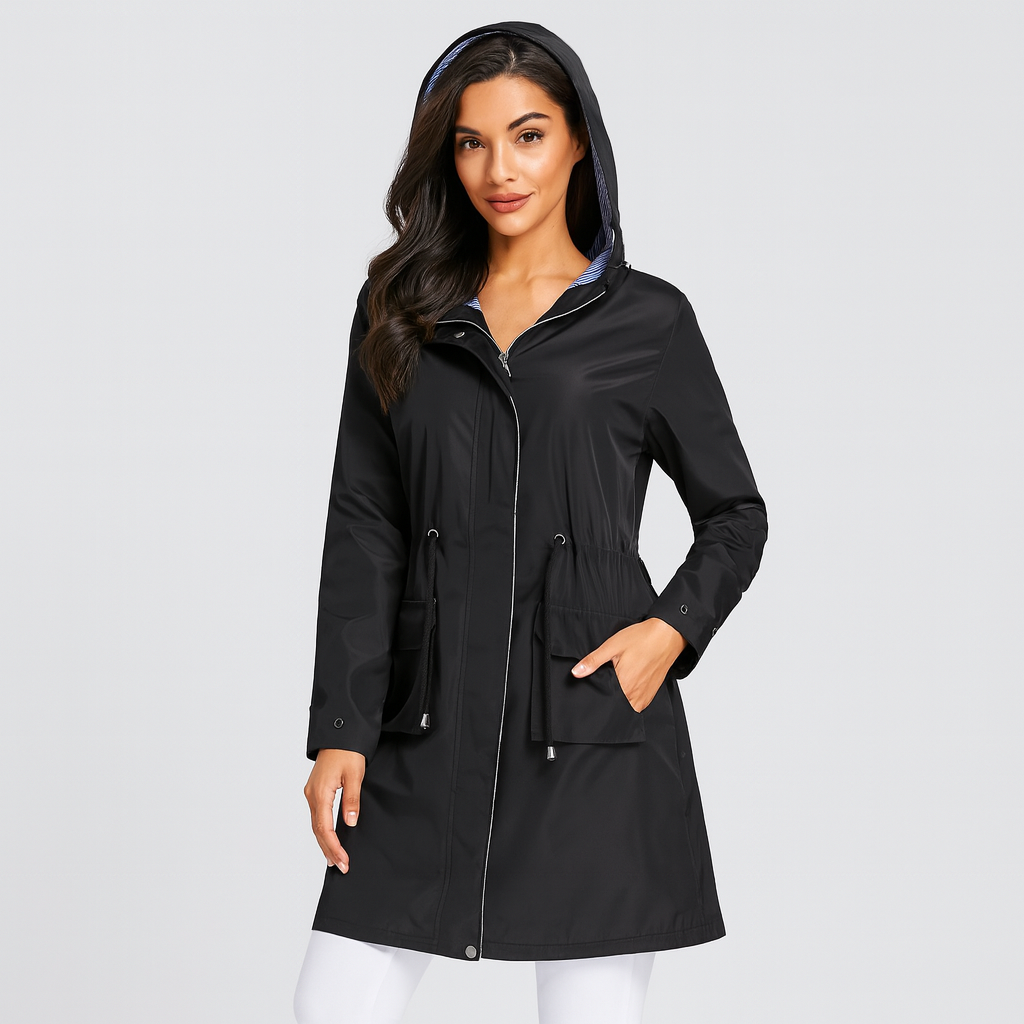 Drune | Jacke mit Kapuze Kordelzug in Der Taille Wasserdichter Jacke Damenjacken