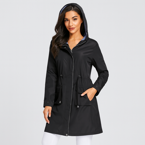 Drune | Jacke mit Kapuze Kordelzug in Der Taille Wasserdichter Jacke Damenjacken
