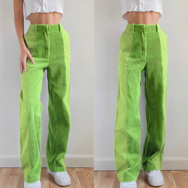Drune | Gerippte Hose mit Hoher Taille