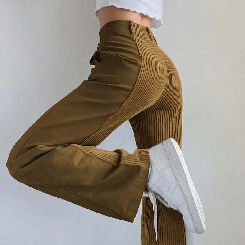 Drune | Gerippte Hose mit Hoher Taille