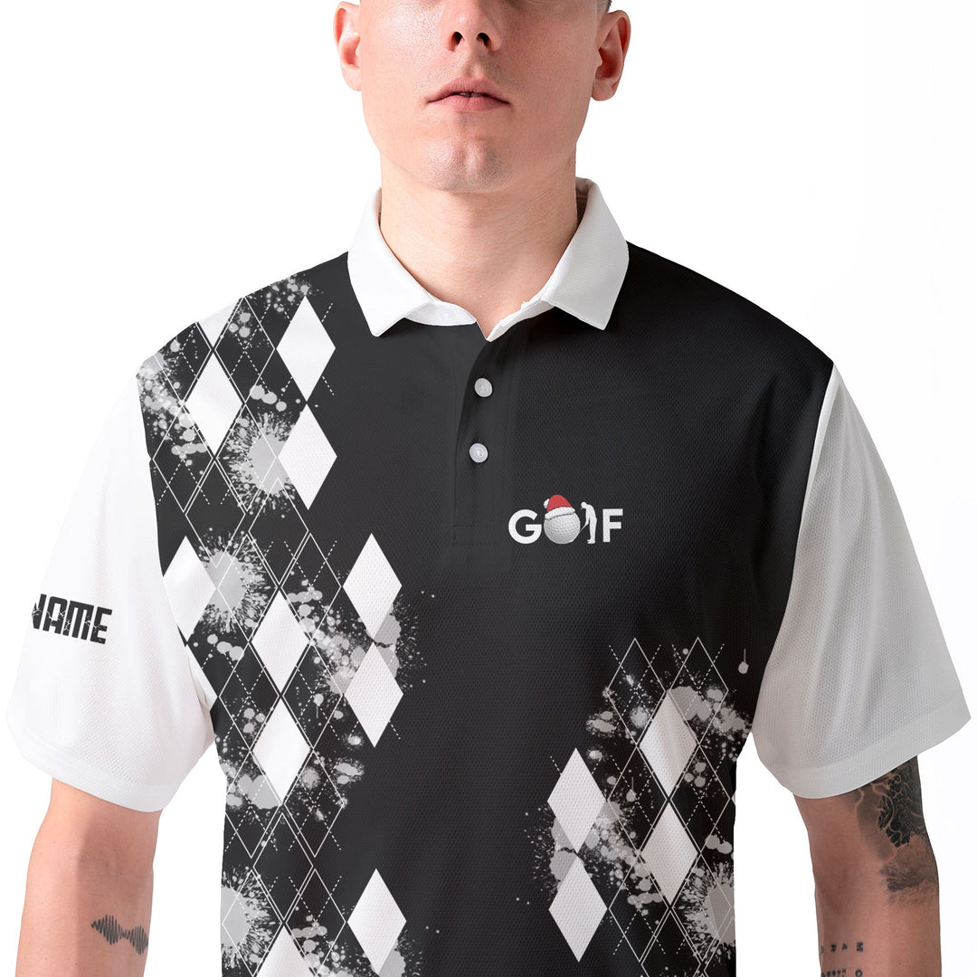 Drune | Personalisierte Weihnachts-Schneemann Golfer Männer Polo-Shirt