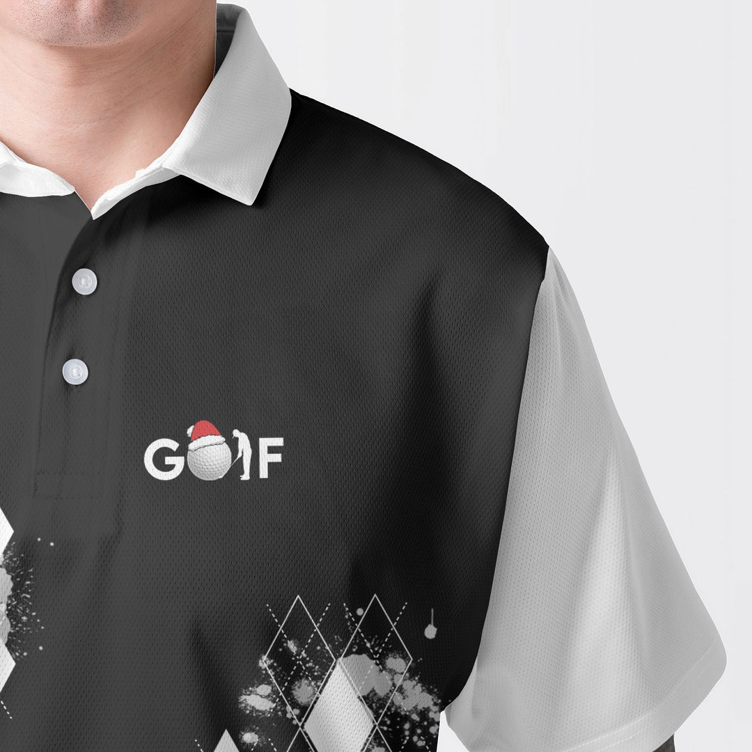 Drune | Personalisierte Weihnachts-Schneemann Golfer Männer Polo-Shirt
