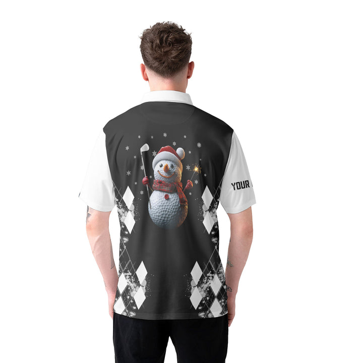 Drune | Personalisierte Weihnachts-Schneemann Golfer Männer Polo-Shirt