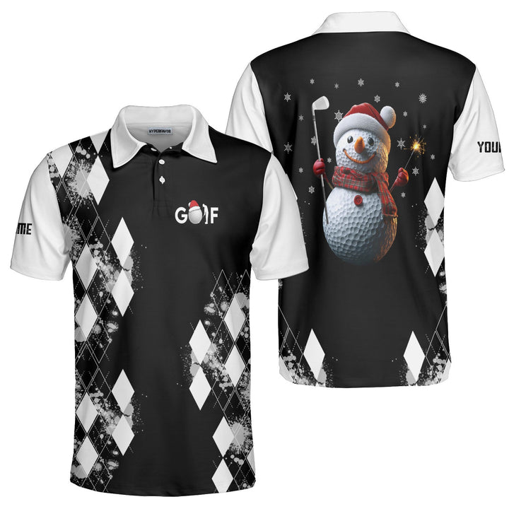Drune | Personalisierte Weihnachts-Schneemann Golfer Männer Polo-Shirt