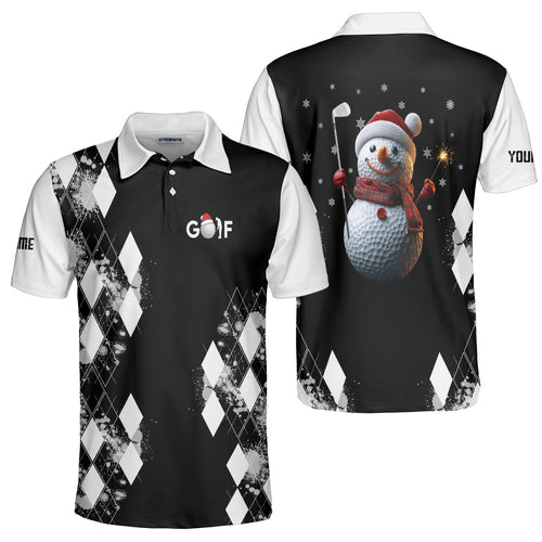 Drune | Personalisierte Weihnachts-Schneemann Golfer Männer Polo-Shirt