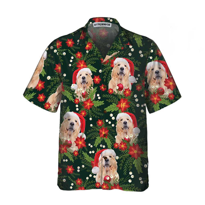 Drune | Weihnachts Golden Retriever Custom Hawaiihemd, Lustiges Golden Retriever Shirt, Personalisierte Weihnachtsgeschenk