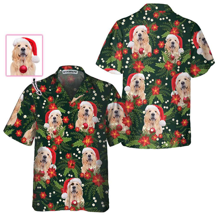 Drune | Weihnachts Golden Retriever Custom Hawaiihemd, Lustiges Golden Retriever Shirt, Personalisierte Weihnachtsgeschenk