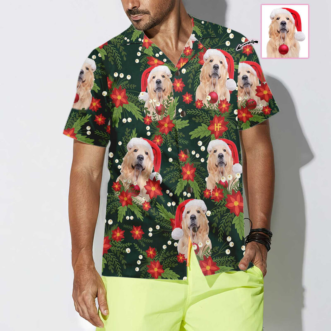 Drune | Weihnachts Golden Retriever Custom Hawaiihemd, Lustiges Golden Retriever Shirt, Personalisierte Weihnachtsgeschenk