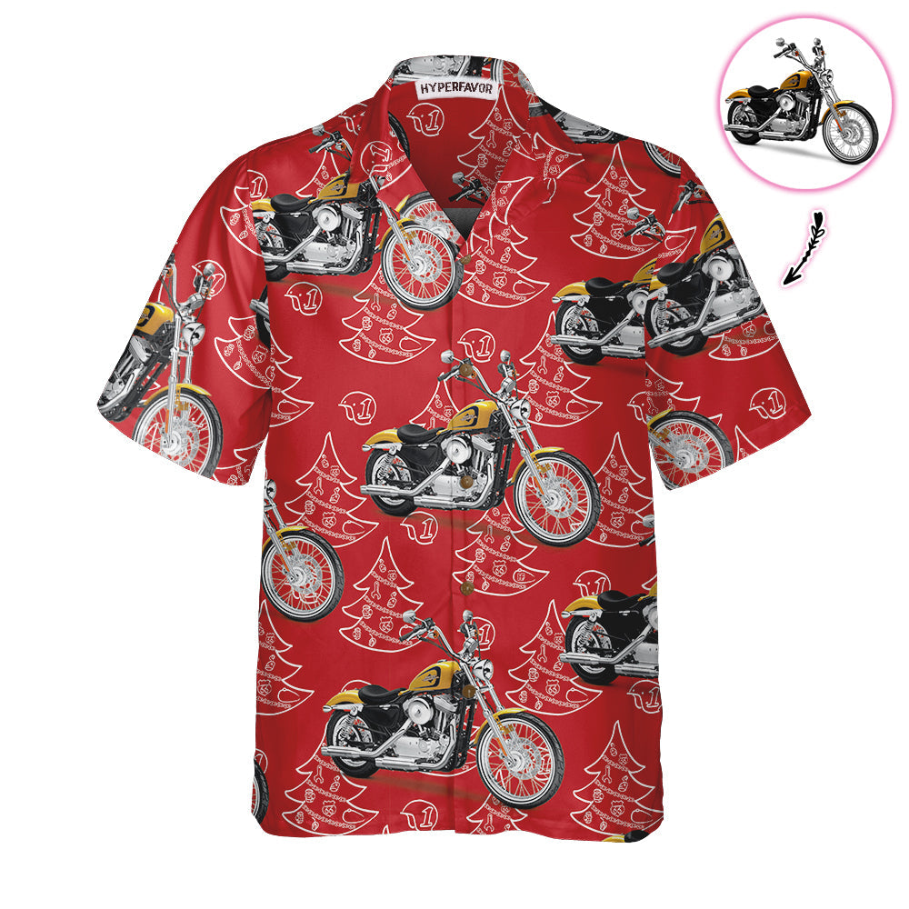 Drune | Personalisierte Motorrad-Weihnachten benutzerdefinierte Hawaii-Hemd, lustiges Weihnachtsgeschenk für Biker