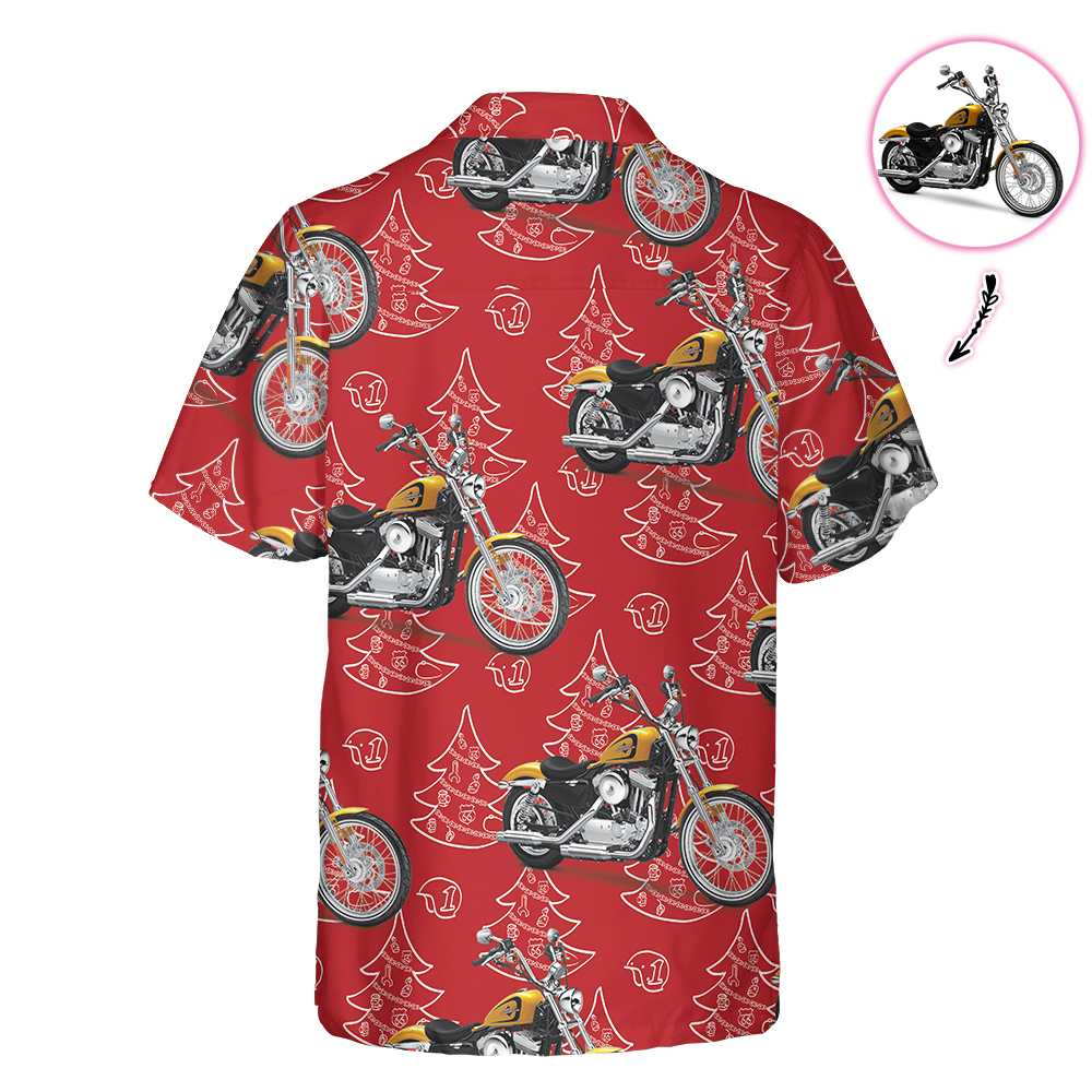 Drune | Personalisierte Motorrad-Weihnachten benutzerdefinierte Hawaii-Hemd, lustiges Weihnachtsgeschenk für Biker