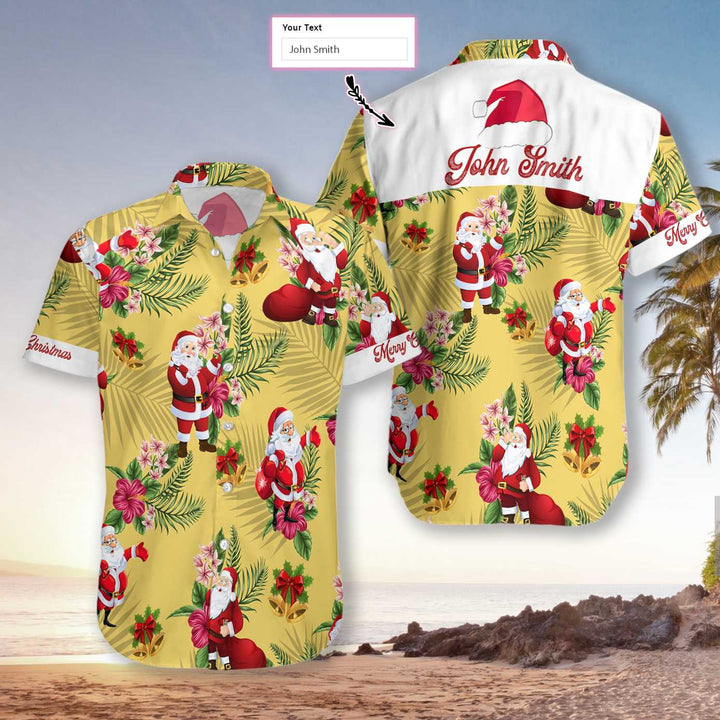 Drune | Personalisierte Name Fröhliche Weihnachten Santa Claus Benutzerdefiniertes Hawaiian Shirt