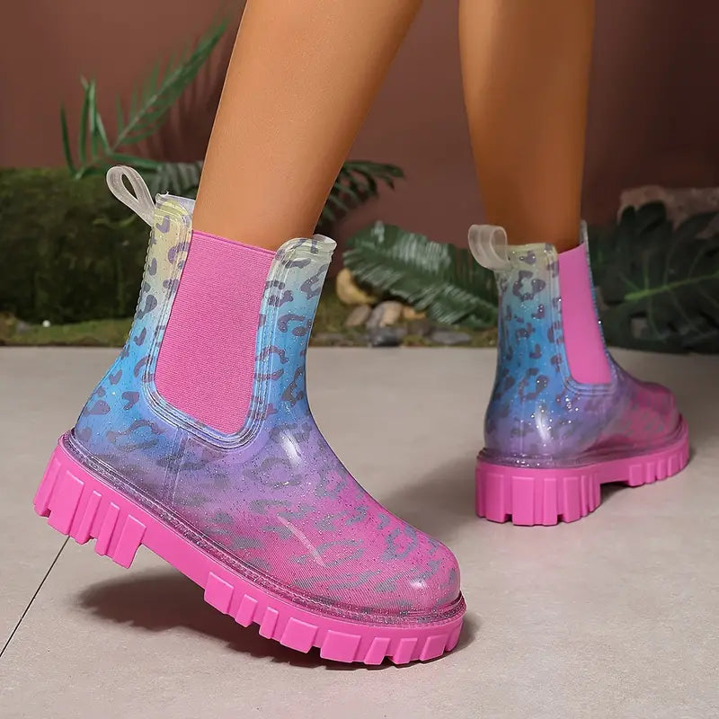 Drune | gefärbte PVC Regenstiefel - wasserdicht mit dicker Sohle für Damen