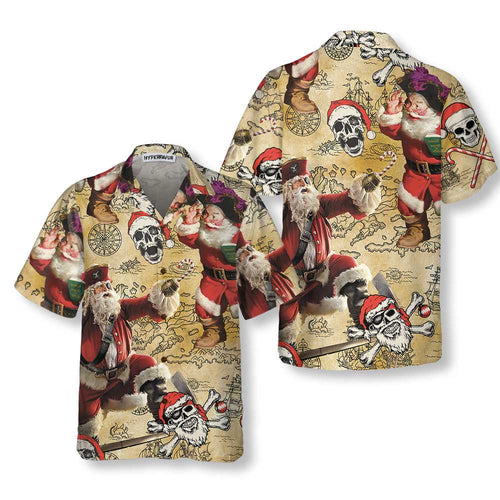 Drune | Pirat Weihnachtsmann Hawaiian Shirt, Lustiges Weihnachtsmann Shirt für Männer, Bestes Geschenk für Weihnachten