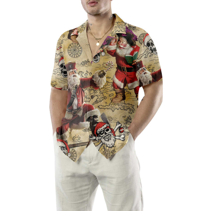 Drune | Pirat Weihnachtsmann Hawaiian Shirt, Lustiges Weihnachtsmann Shirt für Männer, Bestes Geschenk für Weihnachten