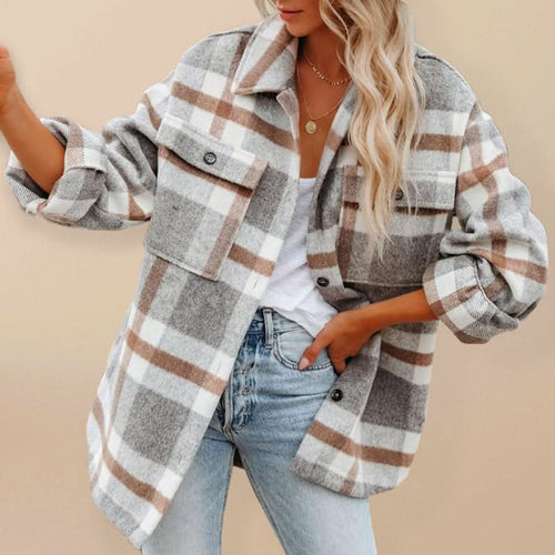 Drune | karierte Oversize-Jacke: ein Herbstklassiker aus leichtem Stoff für Frauen