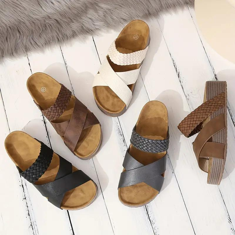 Drune | Hausschuhe Slip On Kreuzriemen Schuhe für den Sommer Damen Sandalen