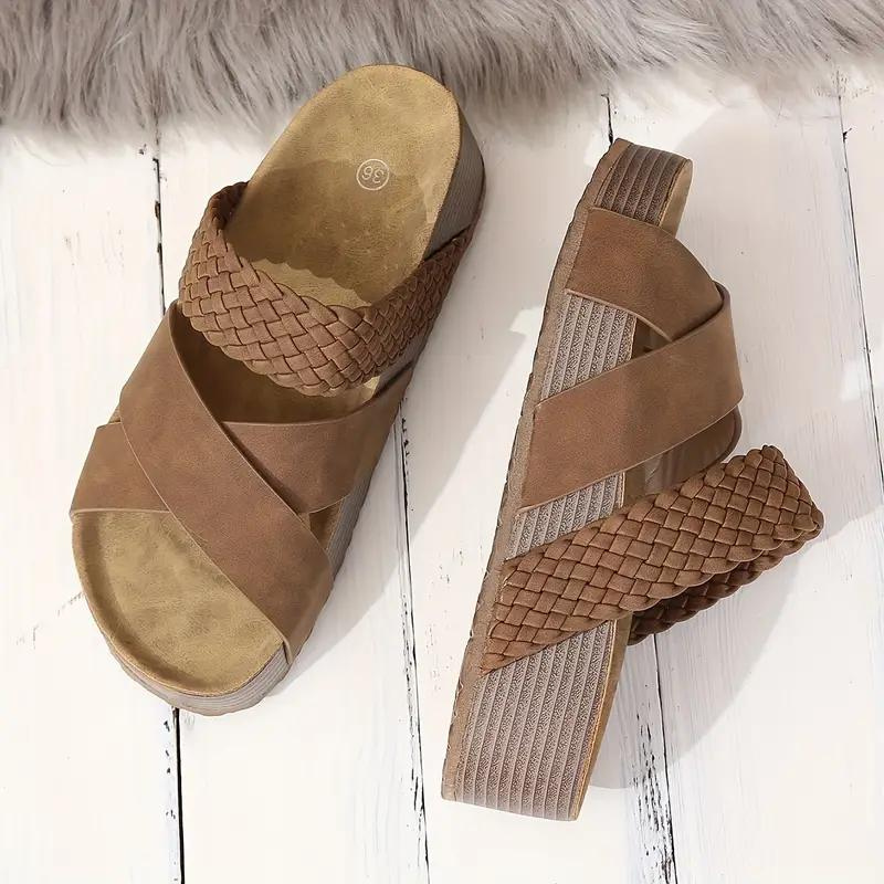 Drune | Hausschuhe Slip On Kreuzriemen Schuhe für den Sommer Damen Sandalen