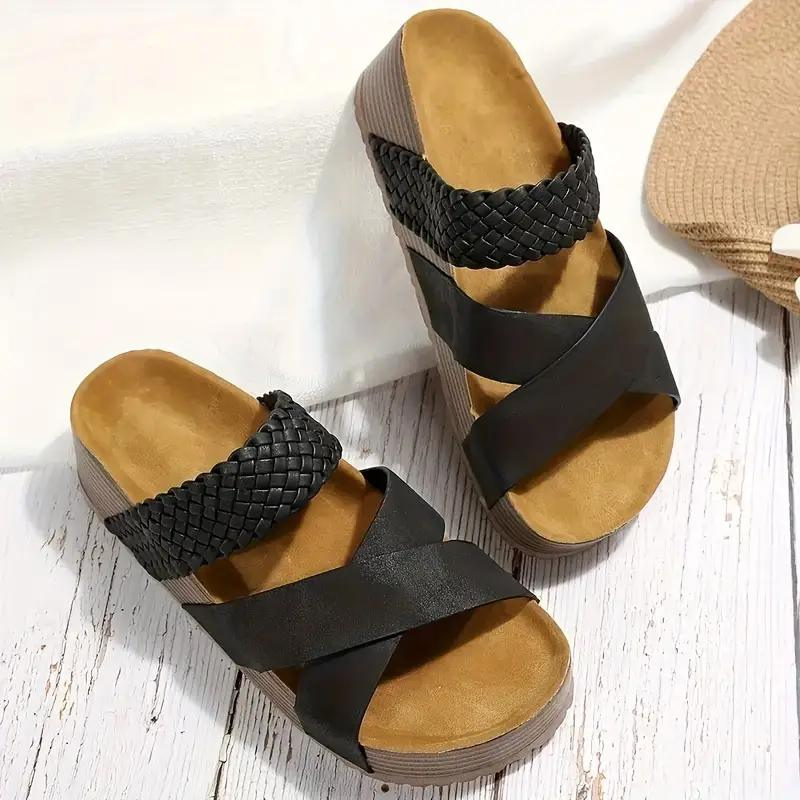 Drune | Hausschuhe Slip On Kreuzriemen Schuhe für den Sommer Damen Sandalen