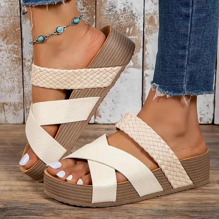 Drune | Hausschuhe Slip On Kreuzriemen Schuhe für den Sommer Damen Sandalen