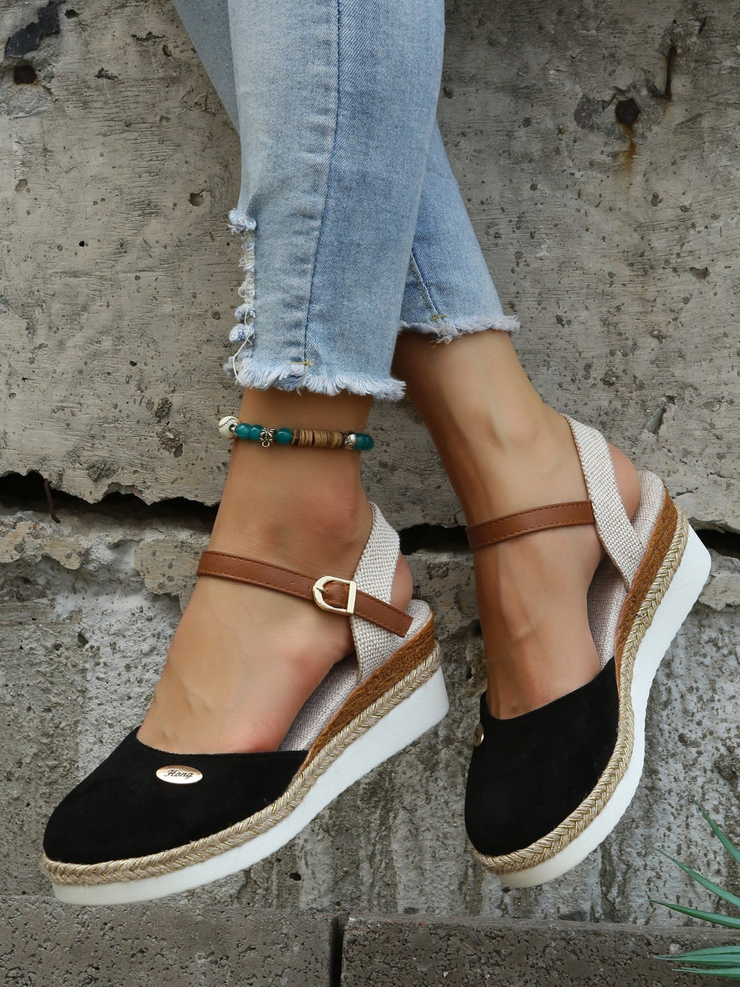 Drune | Sandalen Knöchelriemen Orthopädische Espadrilles Damensandalen