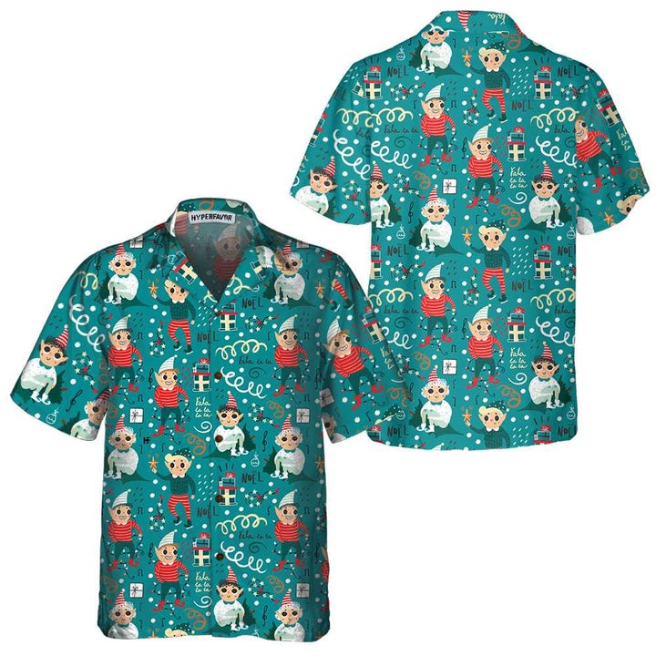 Drune | Verspielt Weihnachts-Elfen Hawaiian Shirt, Lustiges Elf Weihnachts-Shirt, Beste Weihnachtsgeschenk-Idee